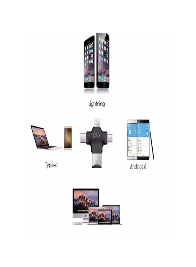 4 In 1 USB Otg Tf Micro Sd Card Reader Black - Image 3