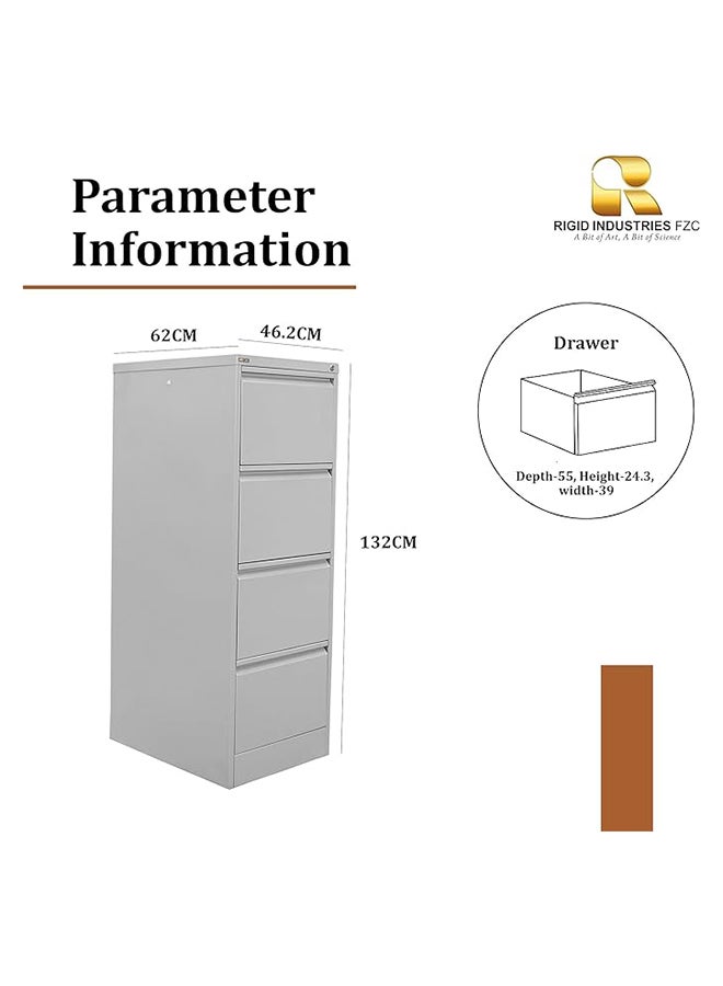 RIGID Steel Vertical Filing Cabinet Large Storage steel Cabinet, Metal Portable Cabinet with 4 Drawers for Legal Size (Grey) - Image 2