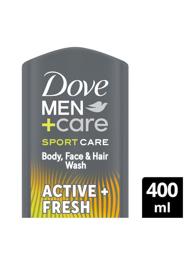 Dove Men+Care Sport Care Active + Fresh Body Wash 3 x 400ml - Image 2