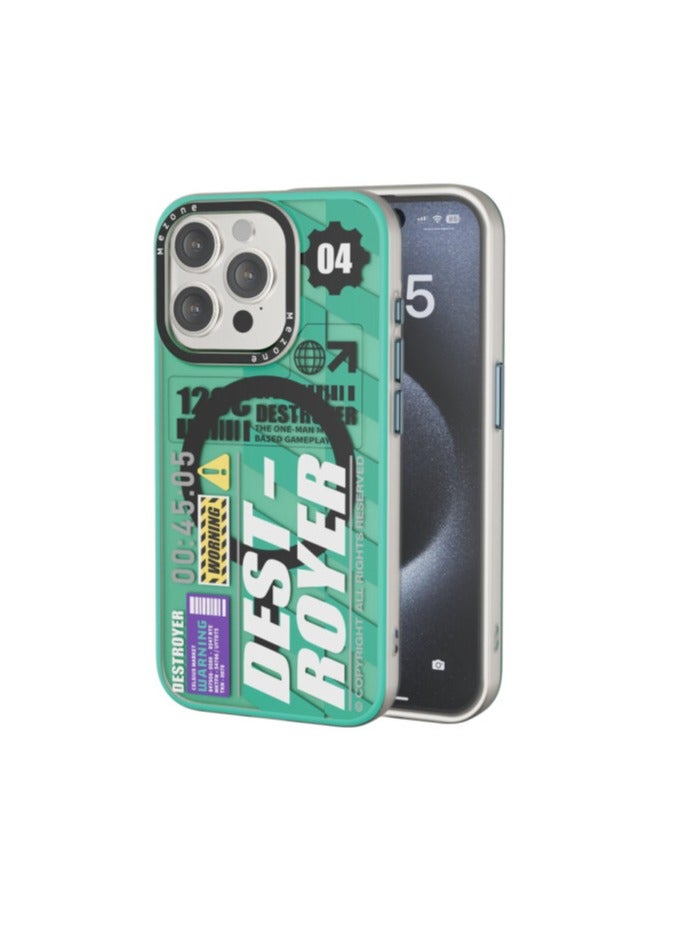 Mezone Destroyer iPhone 15 MagSafe Case, Shockproof & Anti-Yellowing Phone Case Reinforced Corners with Airguard, Green - Image 1