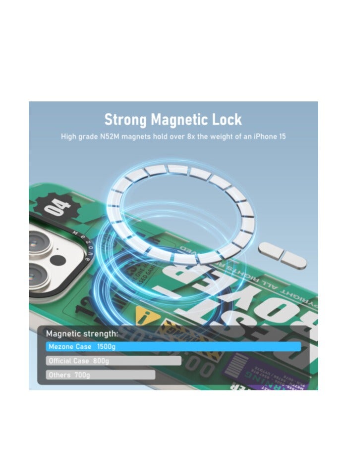 Mezone Destroyer iPhone 15 MagSafe Case, Shockproof & Anti-Yellowing Phone Case Reinforced Corners with Airguard, Green - Image 2