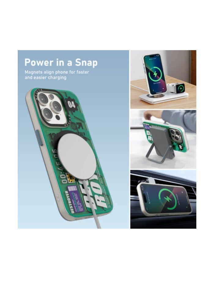 Mezone Destroyer iPhone 15 MagSafe Case, Shockproof & Anti-Yellowing Phone Case Reinforced Corners with Airguard, Green - Image 3