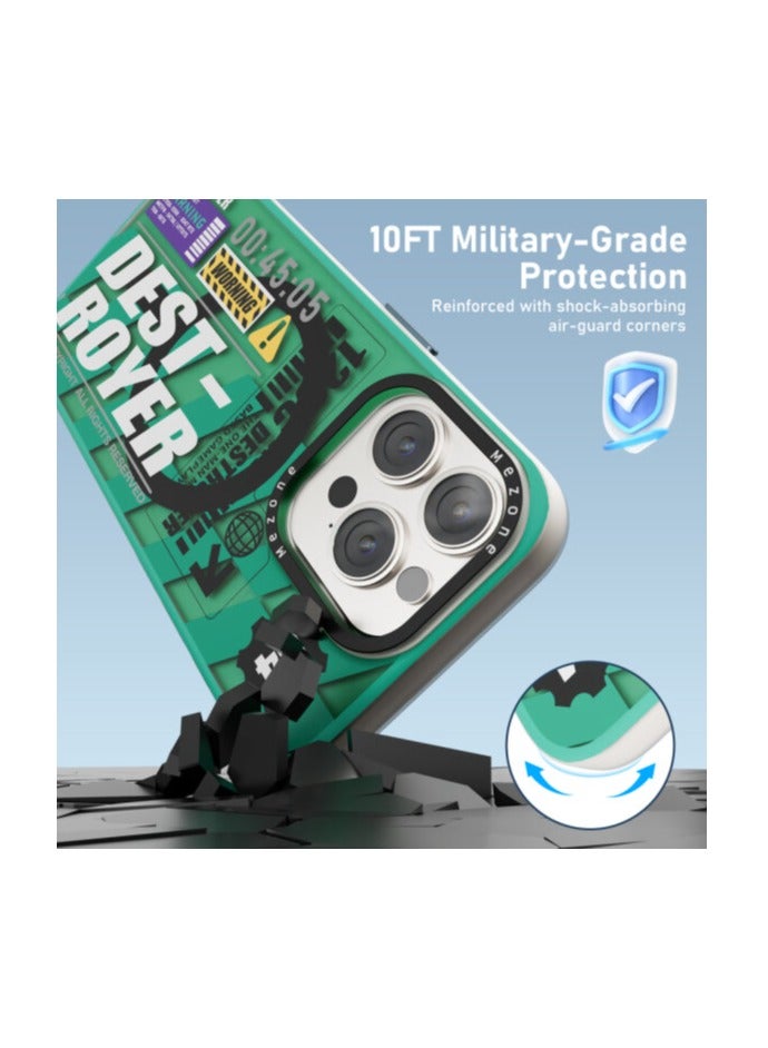 Mezone Destroyer iPhone 15 MagSafe Case, Shockproof & Anti-Yellowing Phone Case Reinforced Corners with Airguard, Green - Image 4
