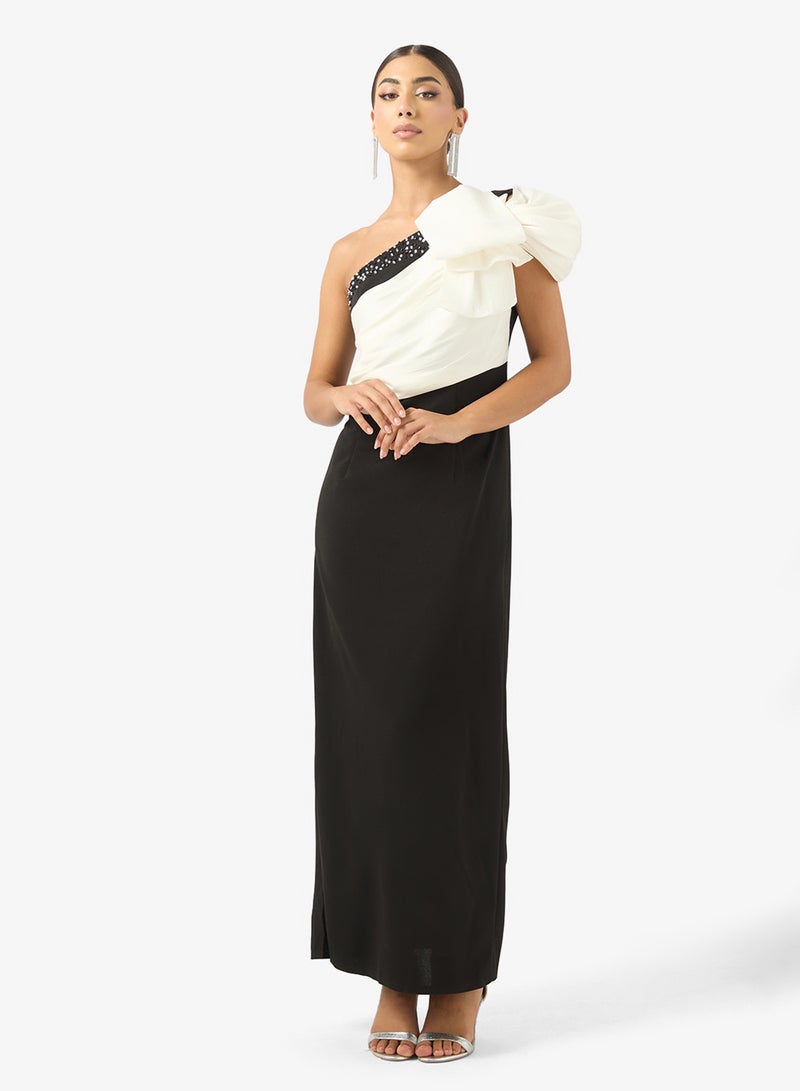 ايرا فستان ماكسي بكتف واحد متباين - Image 1