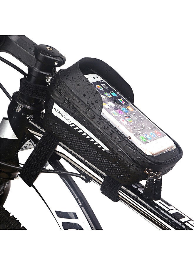Generic Waterproof Bicycle Phone Mount Bags Front Frame Top Tube Bag with Touchscreen Phone Holder Case Cycling Bike Tool Storage Bag Pack - Image 1