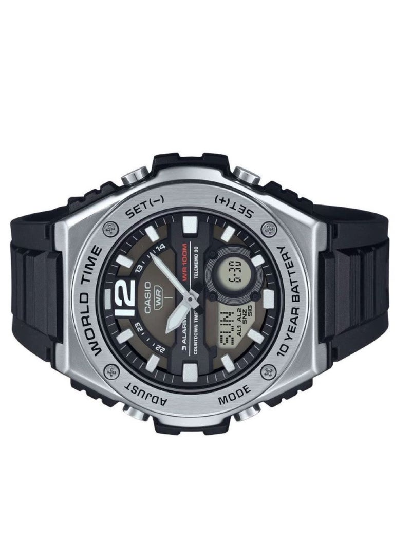 CASIO Standard Analog Digital Resin Strap Black Dial Quartz MWQ-100-1AV Men's Watch - Image 3