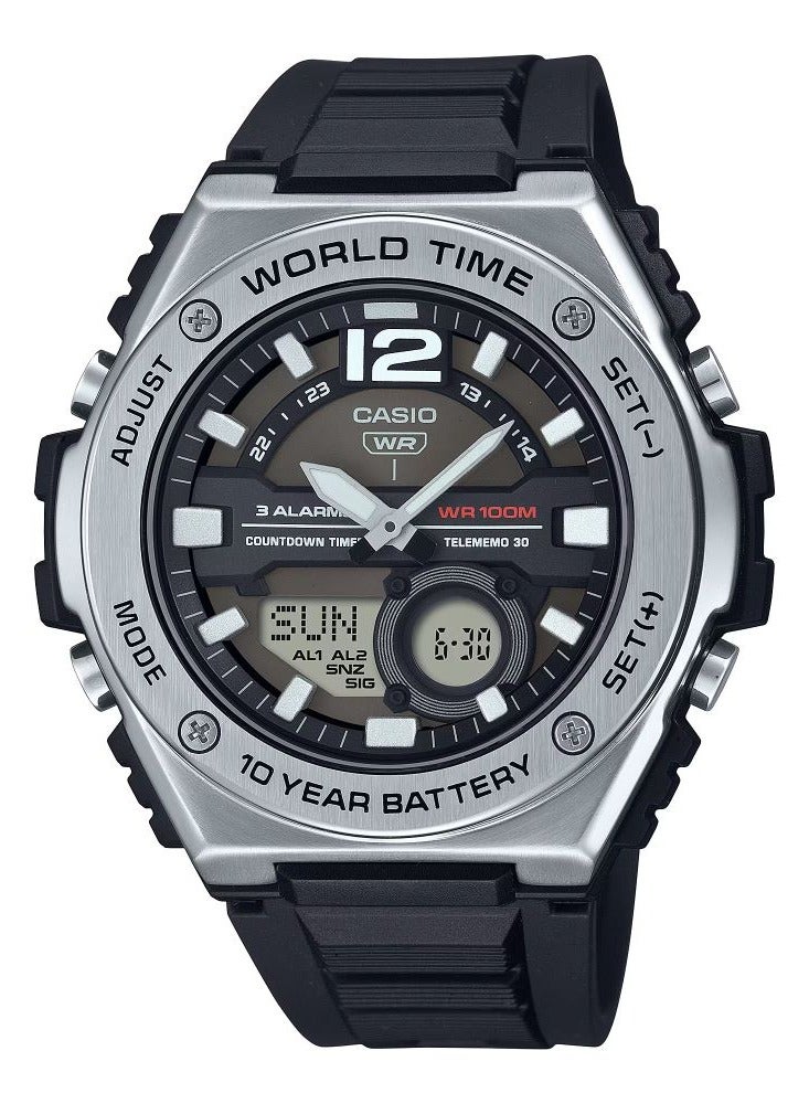 CASIO Standard Analog Digital Resin Strap Black Dial Quartz MWQ-100-1AV Men's Watch - Image 1