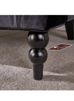 Wooden Twist Wooden Twist Soft Velvet Upholstery Button Tufted Modern Bench With Teak Wood Legs ( Black )  - Image 3