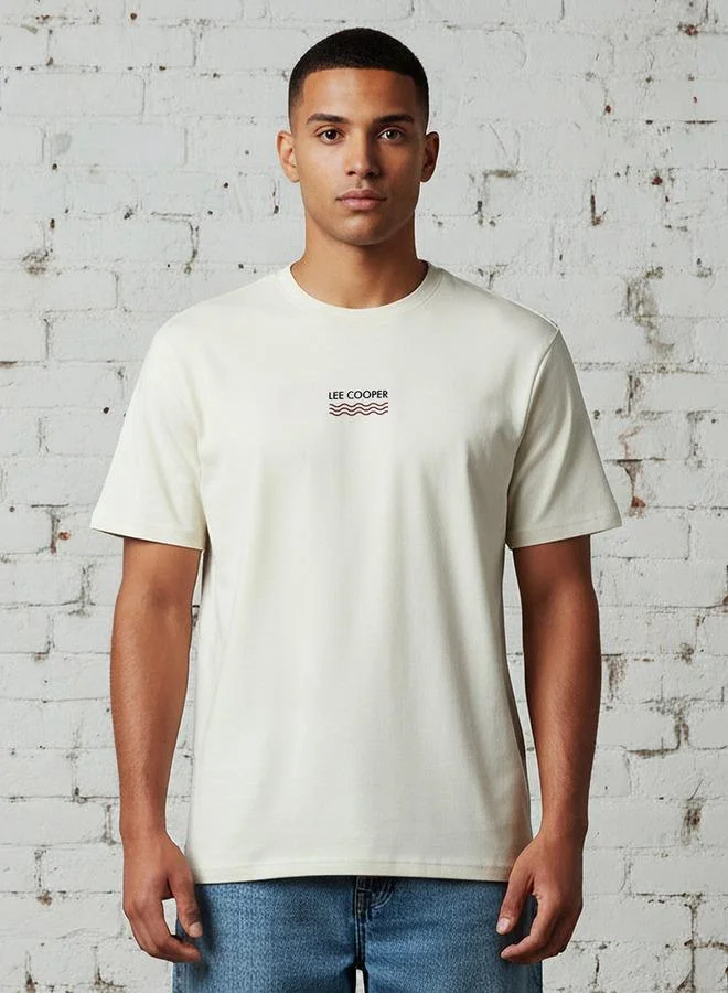 لي كوبر تي شيرت لي كوبر رجالي بياقة دائرية وأكمام قصيرة مطرز بشعار