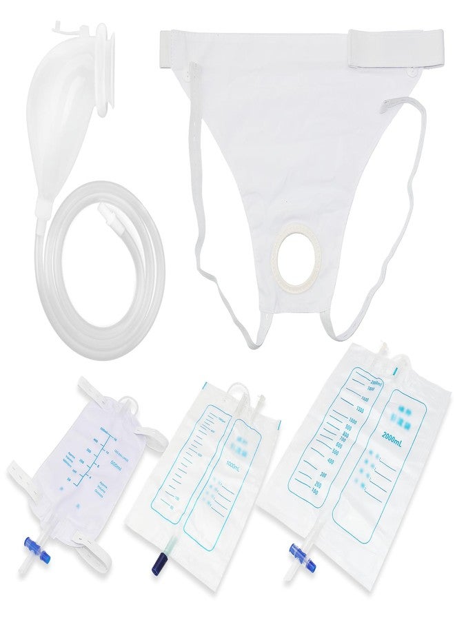 Yiisin Urine Collection Bag Condom Catheters for Men Reusable Portable Silicone Urinal with 3 Urine Catheter Bags (Men_White) - Image 2