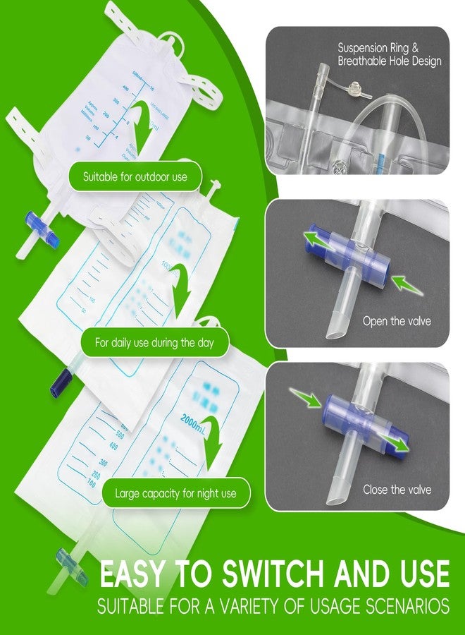 Yiisin Urine Collection Bag Condom Catheters for Men Reusable Portable Silicone Urinal with 3 Urine Catheter Bags (Men_White) - Image 5