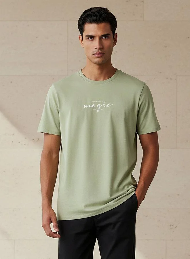 Iconic Iconic Men Slim Fit Crew Neck Short Sleeve Printed T-shirt