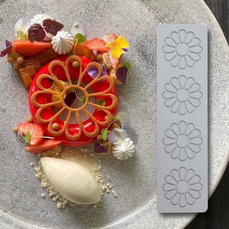 TUKE Embossing Lace Fondant Moulds  Multi Circle Flowers Lace Mat Cake Decoration Tool  Flower Shaped Cupcake Mat Silicone Molds (B_11*2.96 * 0.12inch) - Image 5