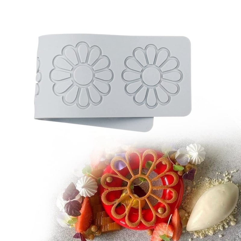 TUKE Embossing Lace Fondant Moulds  Multi Circle Flowers Lace Mat Cake Decoration Tool  Flower Shaped Cupcake Mat Silicone Molds (B_11*2.96 * 0.12inch) - Image 1
