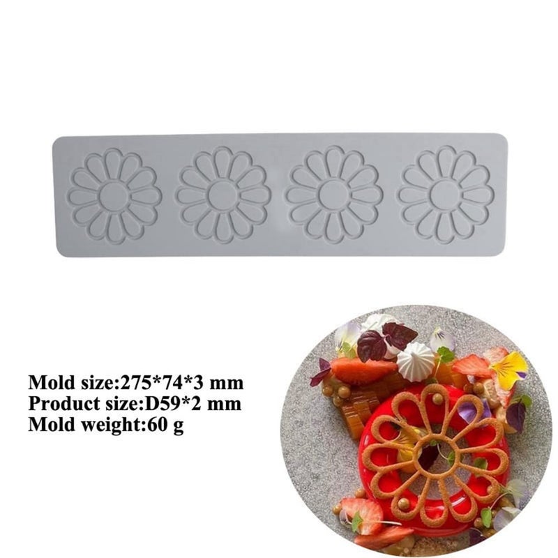 TUKE Embossing Lace Fondant Moulds  Multi Circle Flowers Lace Mat Cake Decoration Tool  Flower Shaped Cupcake Mat Silicone Molds (B_11*2.96 * 0.12inch) - Image 3