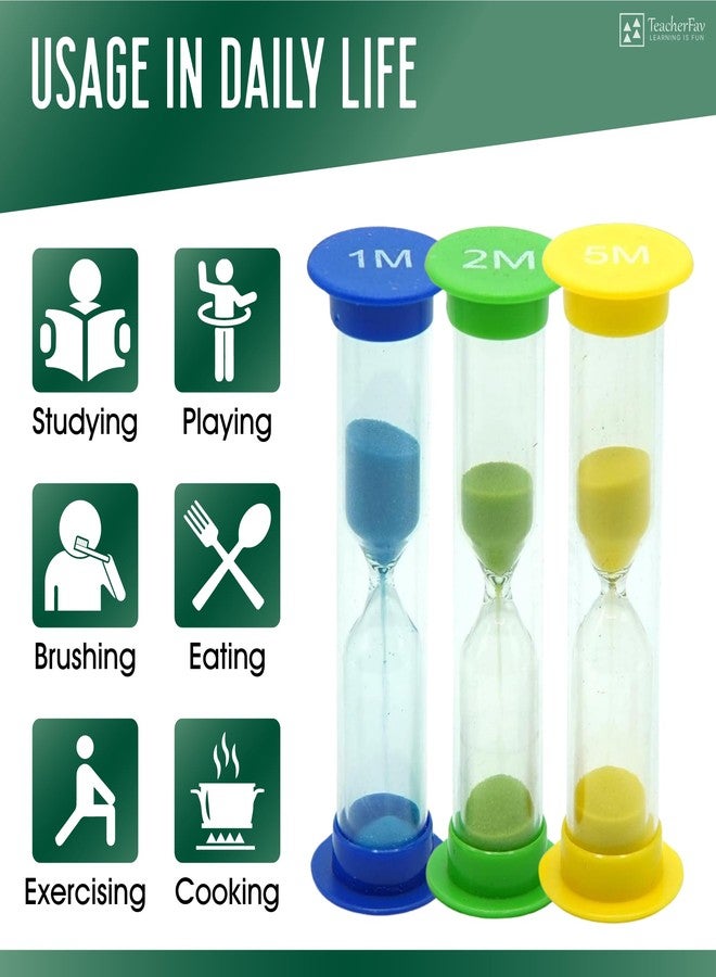 TeacherFav مجموعة ساعات رملية للأطفال من TeacherFav، مكونة من 3 ساعات صغيرة ملونة مغطاة بالأكريليك، تقيس دقيقة واحدة، دقيقتين، و5 دقائق، مناسبة للفصول الدراسية، المنزل، وغرف الأطفال. - Image 5