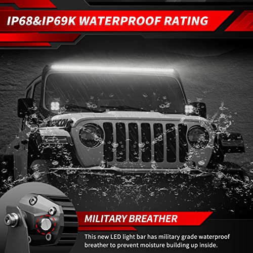4WDKING 8 inch LED Light Bar 60W Off Road LED Spot Flood Combo Work Light Super Bright Truck Driving Fog Lamp IP69K Waterproof for Truck Cars ATV UTV Boat 2 PCS - Image 4