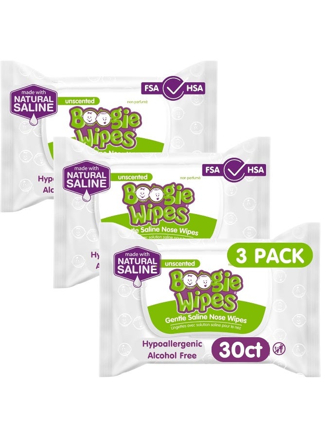 Boogie Wipes Boogie Bundle - 90 Unscented, Gentle, Extra-Soft Wipes with Natural Saline for Stuffed Noses - Image 1