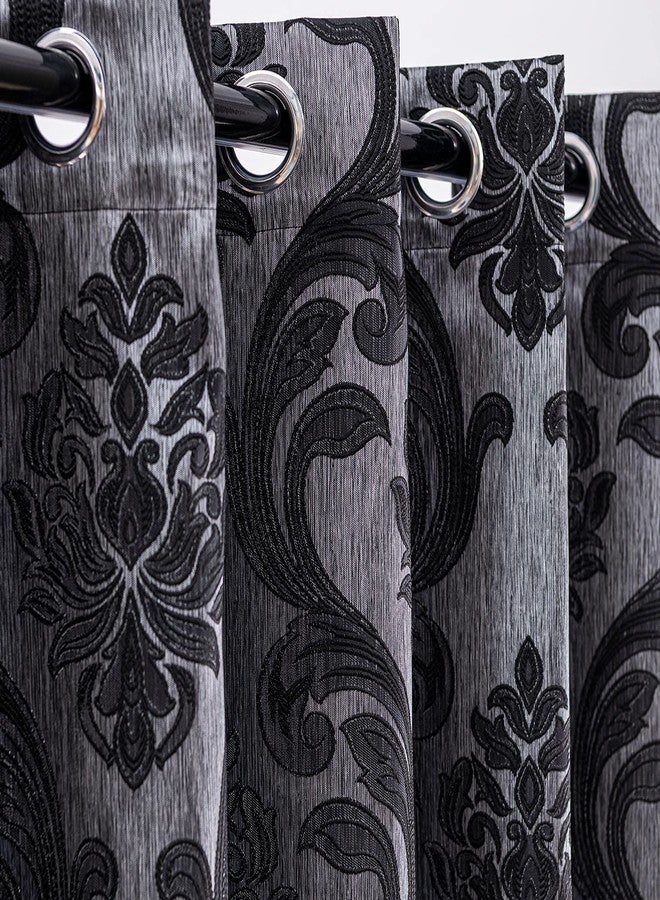 NAPEARL Damask Curtains for Living Room and Bedroom, Gothic Drapes with Black Floral Patterns, 84 Inch Length, Set of 2 Panels, Each 52 x 96 Inches - Image 4