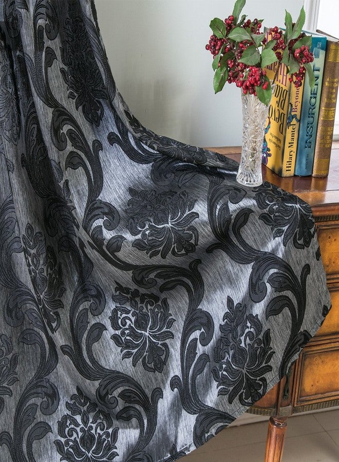 NAPEARL Damask Curtains for Living Room and Bedroom, Gothic Drapes with Black Floral Patterns, 84 Inch Length, Set of 2 Panels, Each 52 x 96 Inches - Image 3