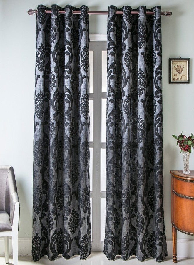 NAPEARL Damask Curtains for Living Room and Bedroom, Gothic Drapes with Black Floral Patterns, 84 Inch Length, Set of 2 Panels, Each 52 x 96 Inches - Image 2