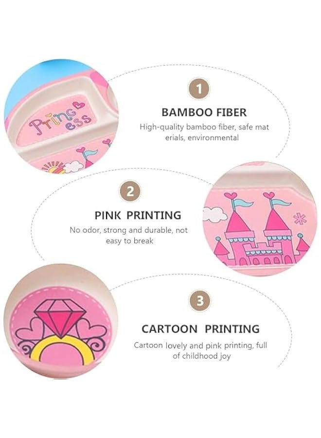 TRASSLE 5Pcs/Set Kids Cartoon Dinnerware Set - Children Dishes Food Plate Bowl Cup Spoon Fork Set, Dishwasher Safe, Kids Dishware Tableware Healthy Mealtime, BPA Free (Pink) - Image 4