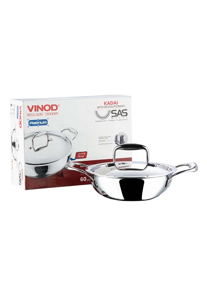 VINOD Vinod Platinum Triply Stainless Steel Extra Deep Kadai with Stainless Steel Lid 1.2 Litres Capacity (18 cm Diameter) | 18 cm Triply Stainless Steel Kadai, Silver (Induction and Gas stove Friendly)  - Image 2