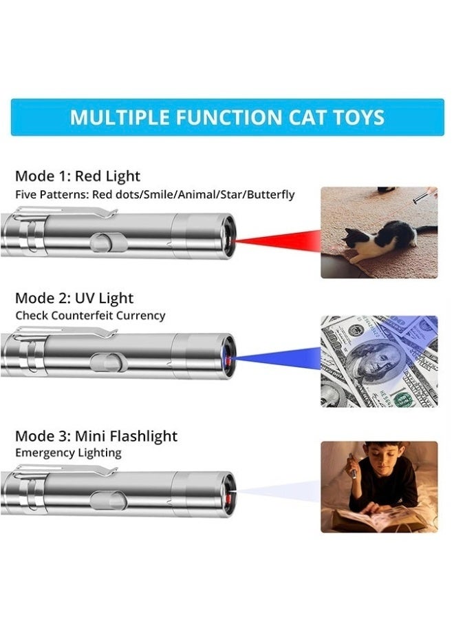 Cat Laser Pointer Toys Rechargeable 2 Color Lights 5 Patterns 7 in 1 Function Red Pointer Interactive Cat Toy Cats Dogs Interactive Pet Toys for Playing Exercise Chaser Toys Cat Lovers Gift - Image 4