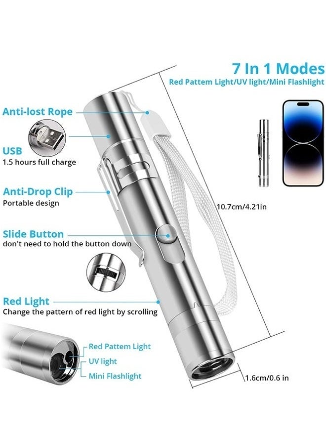 Cat Laser Pointer Toys Rechargeable 2 Color Lights 5 Patterns 7 in 1 Function Red Pointer Interactive Cat Toy Cats Dogs Interactive Pet Toys for Playing Exercise Chaser Toys Cat Lovers Gift - Image 3
