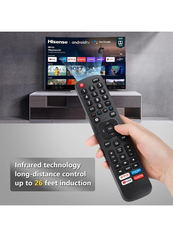 TIGER Replacement Remote Control – For Hisense Smart TVs, with Netflix, Prime Video, YouTube & Google Play Buttons, Black - Image 2