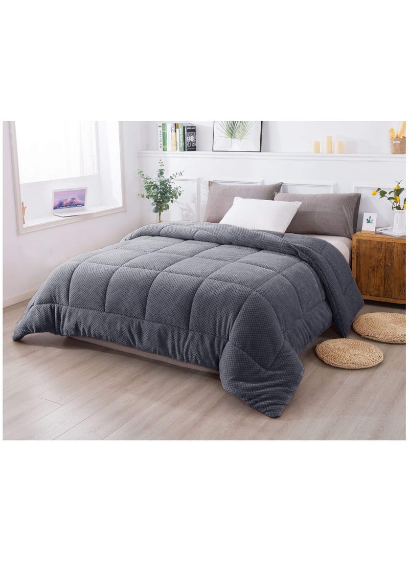 KASENTEX KASENTEX Super Ultra Soft Luxury Plush Sherpa Comforter Cozy Reversible Fleece  Goose Down Alternative Fill Machine Washable Bedding Excalibur Grey TwinTwin XL Size 