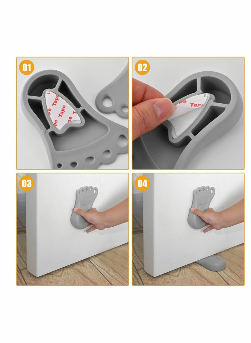 Excefore Rubber Door Stopper Security Door Stop Wedge Door Wedge For Door Gaps And Prevents Locking, Door Stop Wedge For All Floor Types And Carpet Heavy Duty Door Clip 2 Piece  - Image 5