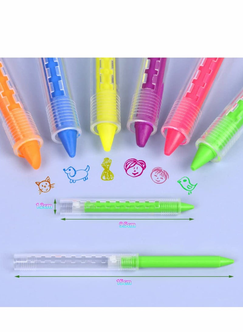 كاست ويف Face Paint Crayons Kit, 6 Colors Safe Non-Toxic Face Body Crayons for Kids Children, Twistable Fluorescent Bath Crayons for   Masquerades Easter Festivals Party Supplies - Image 2