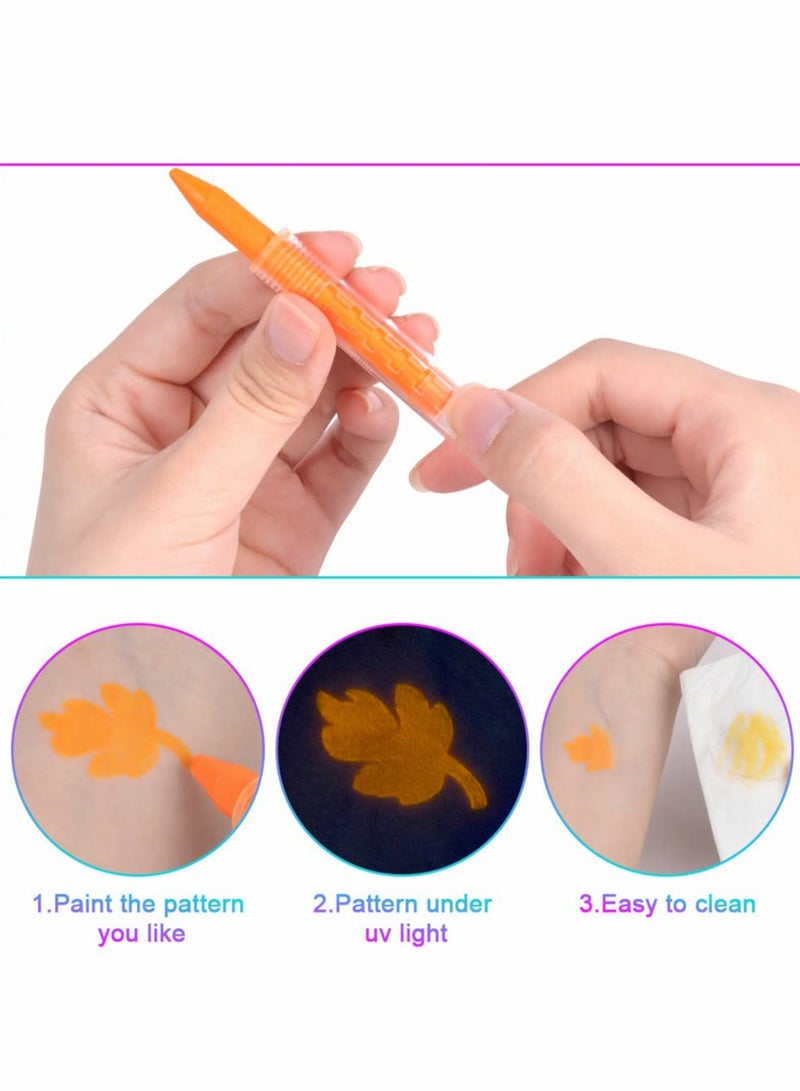 كاست ويف Face Paint Crayons Kit, 6 Colors Safe Non-Toxic Face Body Crayons for Kids Children, Twistable Fluorescent Bath Crayons for   Masquerades Easter Festivals Party Supplies - Image 3