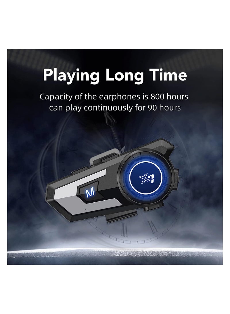 SOLARAE Motorcycle Helmet Bluetooth Headset, Sking Earphone, CVC Noise Cancellation Stereo Music Automatic Answering, 90 Hours Playing Time High Sound Ultra-Thin Headset, for All Helmets, Traveling Outdoors - Image 2