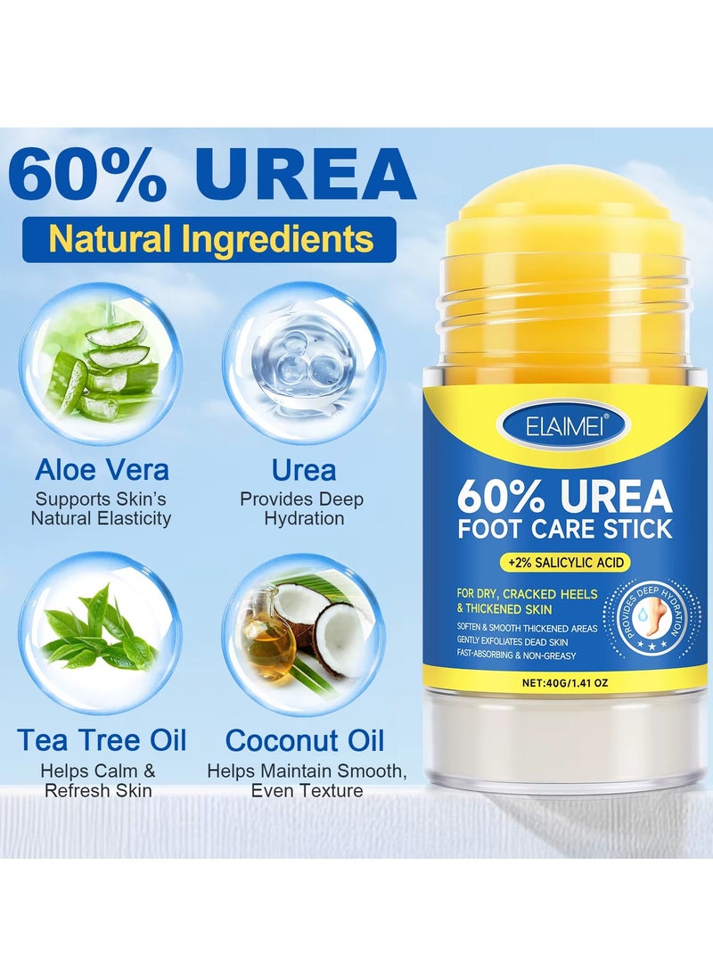 Elaimei 40g Urea Cream 60% Urea plus 2% Salicylic Acid for Dry Cracked Feet & Hands Heels Knees Elbows Hands Repair Treatment Balm Moisturizes & Remove Callus Dead Skin & Softens Toenails  - Image 4