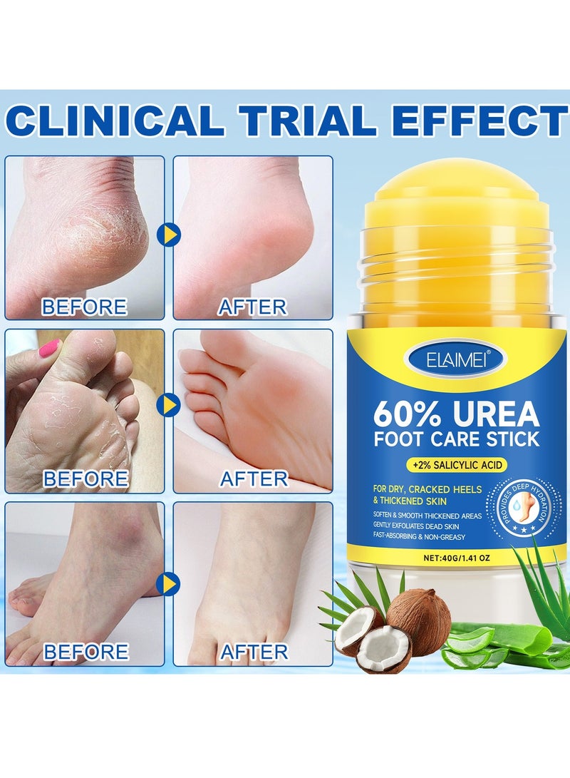 Elaimei 40g Urea Cream 60% Urea plus 2% Salicylic Acid for Dry Cracked Feet & Hands Heels Knees Elbows Hands Repair Treatment Balm Moisturizes & Remove Callus Dead Skin & Softens Toenails  - Image 3