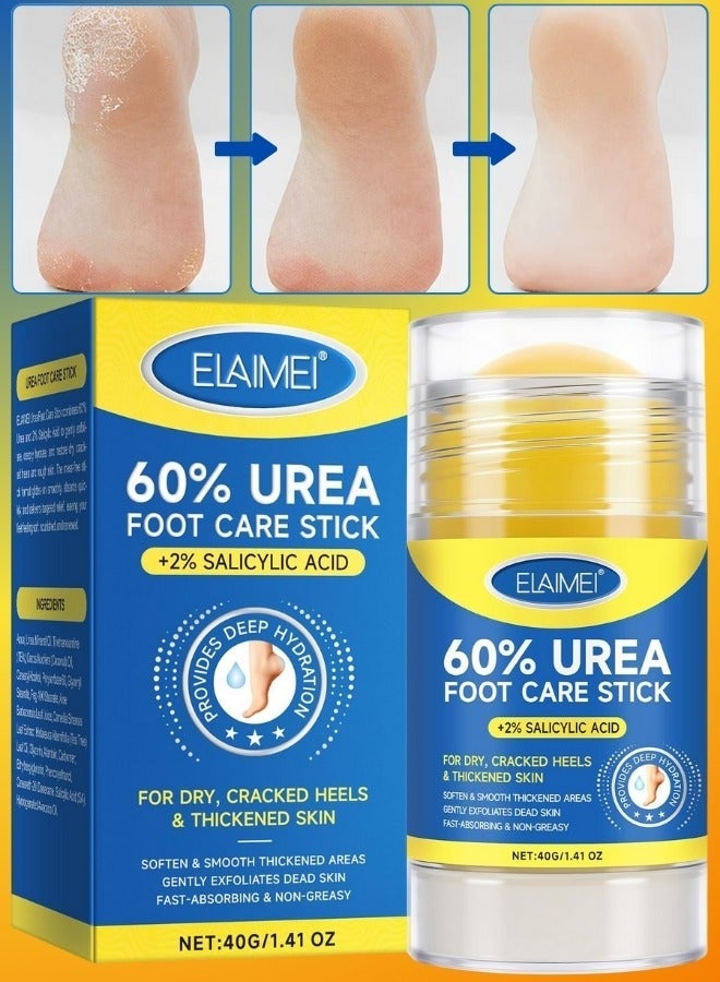 Elaimei 60% Urea Foot Care Stick plus 2% Salicylic Acid 40g Urea Cream for Dry Cracked Feet & Hands Heels Knees Elbows Hands Repair Treatment Balm Moisturizes & Remove Callus Dead Skin & Softens Toenails - Image 2