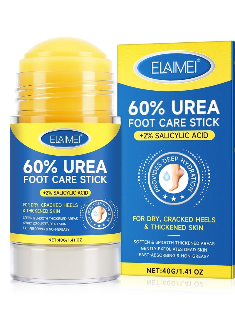 Elaimei 60% Urea Foot Care Stick plus 2% Salicylic Acid 40g Urea Cream for Dry Cracked Feet & Hands Heels Knees Elbows Hands Repair Treatment Balm Moisturizes & Remove Callus Dead Skin & Softens Toenails - Image 1