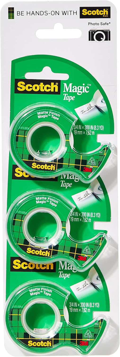 Scotch  Scotch® Magic™ Tape, 19 mm x 7.6 m, 3 Rolls on Handheld Dispenser - Image 1