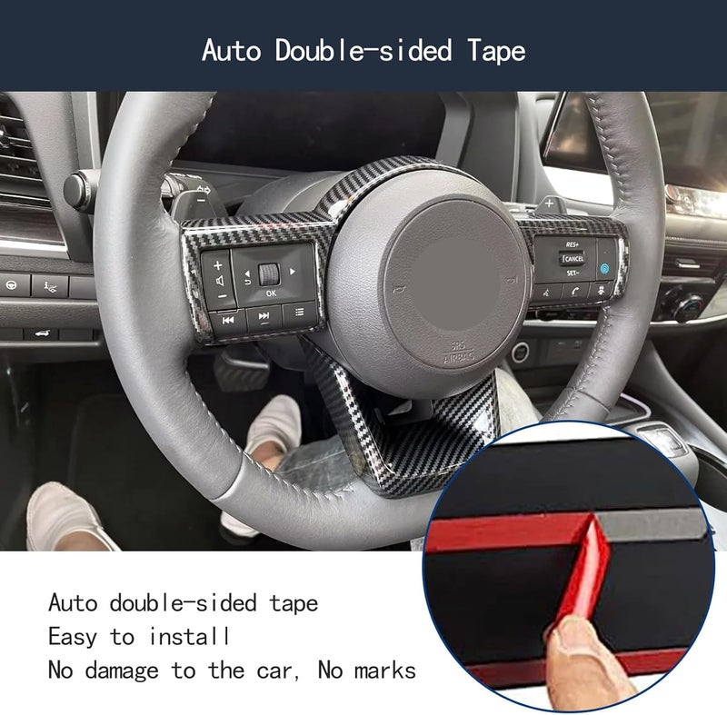 TERDARAY Steering Wheel Surround Frame Cover Trim for Nissan Rogue 2021-2023 - Carbon Fiber Style - Image 5