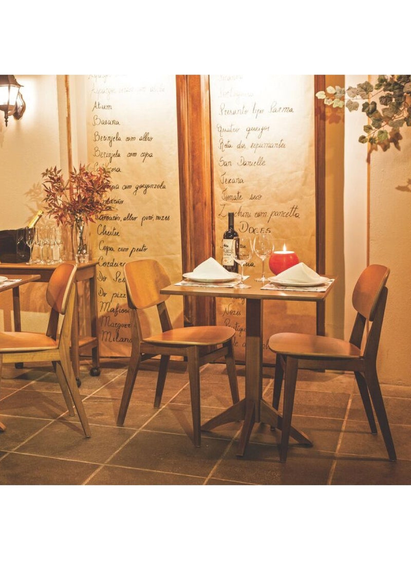 TRAMONTINA Since 1911,Made in Brazil-  London 4 Seats Square Pedestal Table in Almond-Colored Brazilian Tauari Wood  - Image 2