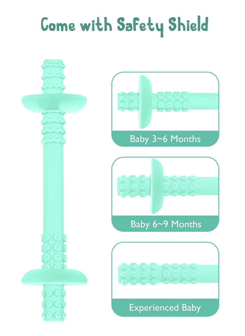 Giftty Giftty Teething Tube with Safety Shield Baby Hollow Teether Sensory Toys Gum Massager, Food-Grade Silicone for Infant 3-12 Months Boys Girls, 1 Pair with 4 Cleaning Brush Included (Cyan+Orchid)  - Image 4