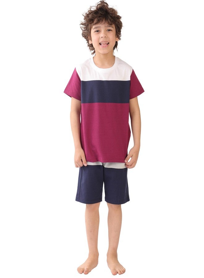 انثريلو طقم شورتات نوم صيفية من أنثريلو، باللون الكحلي والرمادي المخطط، بتصميم متباين - متعدد الألوان - Image 1