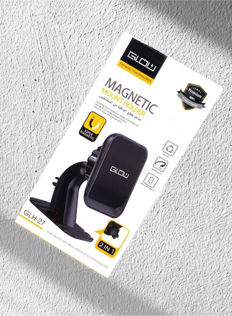 حامل موبايل مغناطيسي للسيارة 2 في 1 لفتحات المكيف او طبلون السيارة، حامل هاتف محمول كاستويف مغناطيسي قوي للغاية للزجاج الامامي ولوحة العدادات والمطبخ لموبايل ايفون وسامسونج الذكية