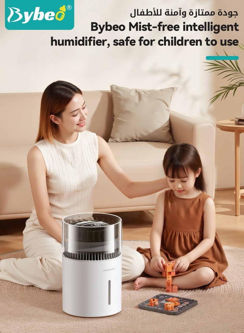 Bybeo 5L Humidifier, Negative Ion Humidifiers, Mist-Free Evaporative Humidifier with Night Light for Bedroom Baby Room Office, Digital Humidifier With Touch Control, Timer, Up to 12H for 40 ㎡, 20dB, 100 Humidity Settings - Image 4