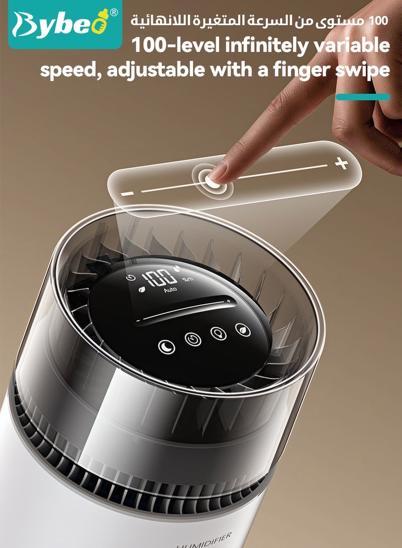 Bybeo 5L Humidifier, Negative Ion Humidifiers, Mist-Free Evaporative Humidifier with Night Light for Bedroom Baby Room Office, Digital Humidifier With Touch Control, Timer, Up to 12H for 40 ㎡, 20dB, 100 Humidity Settings - Image 3