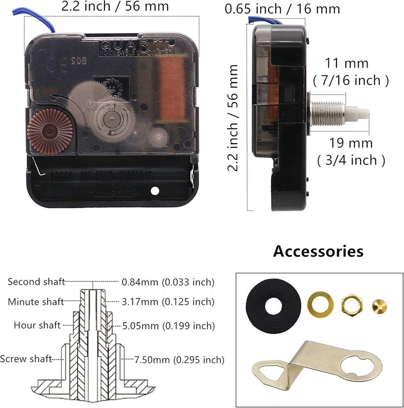TIKROUND Youngtown 12888 Trigger Quartz Clock Movement with Music Chime Box 5/16 Inch Maximum Dial Thickness, 25/32 Inch Total Shaft Length - Image 2