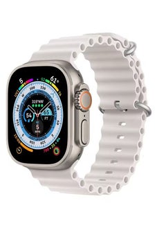 Silicone Ocean Band For Apple Watch Band 42mm 44mm 45mm 49mm Adjustable Sport Loop Strap For iWatch Series 8/7/6/5/4/3/2/1/SE/Ultra - Off white