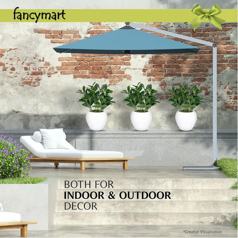 fancymart Artificial Rubber Plant in 6 inch White Apple Pot (Height 32 cm) for Home and Office Decor Plants for Decoration, Realistic Green Decorative for Interior, Living Room, Office Desk - Image 5